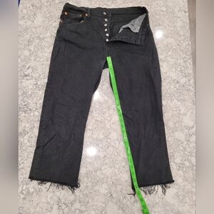 Levi's 501 Black Frayed Cropped Jeans 32/24